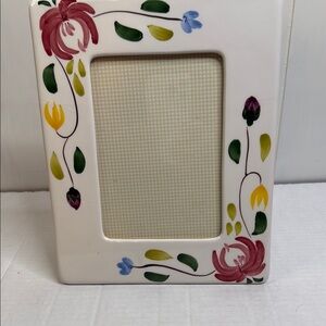 Red and Yellow Floral Accented Picture Frame 8x10 Ceramic HOLDS 5x7 Picture